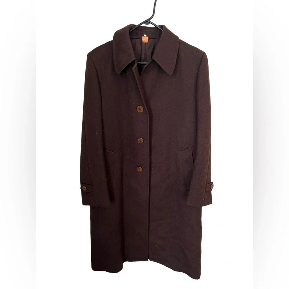 Vintage Ted Lapidus Diffusion 1970’s Brown Wool Overcoat Size 50